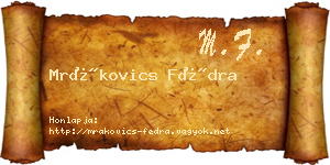 Mrákovics Fédra névjegykártya